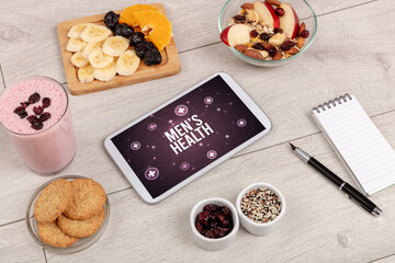 Tablet Pc with fruits, healthy concept concept concept
