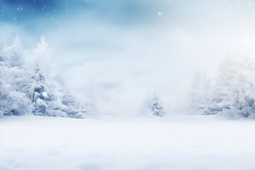 Obraz na płótnie Canvas snowfall on winter landscape covered with snow snowflakes background