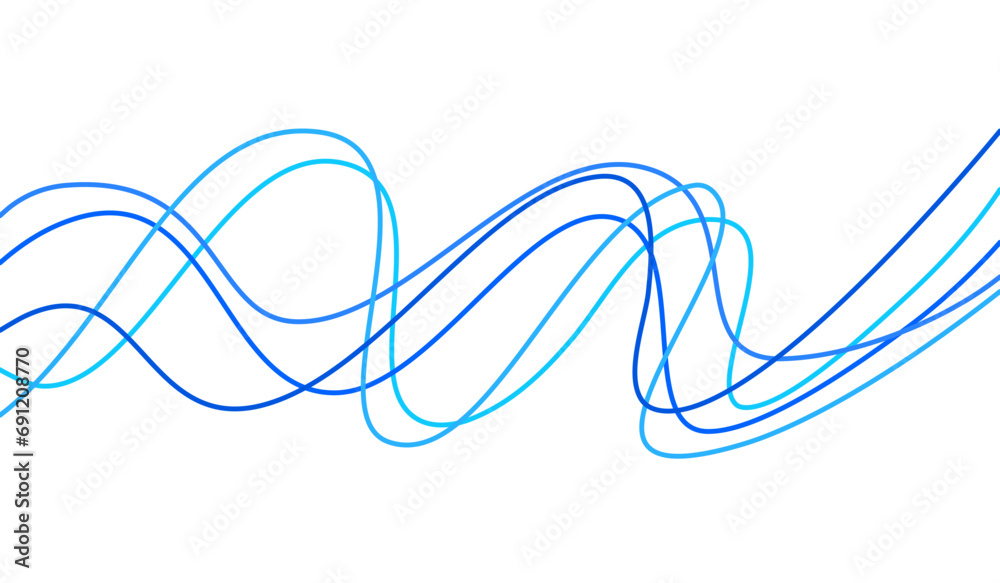 Wall mural abstract blue wave line flow curve wavy element vector sound audio volume swirl graphic decoration p
