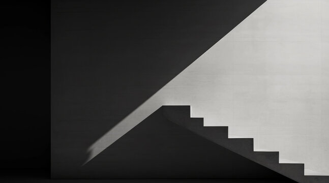 Kunstvolle minimalistische Komposition aus Licht, Schatten und Treppenstufen. Einfachheit. Minimalismus-Konzept.
