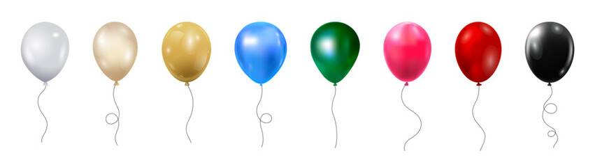 Balloon set isolated on transparent background. Balloon realistic for festival, flying helium ball illustration