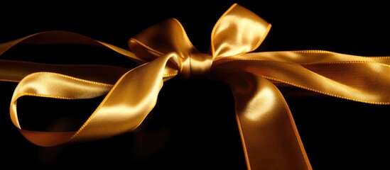 gold color ribbon strap black background