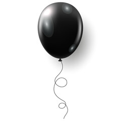 Blank black balloon mock up isolated. Glossy shine helium balloon in dark color for celebration, party or grand opening, sale promotion
