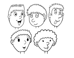 Cartoon Head Face Vector Illustration Art Set