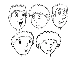 Cercles muraux Dessin animé Cartoon Head Face Vector Illustration Art Set