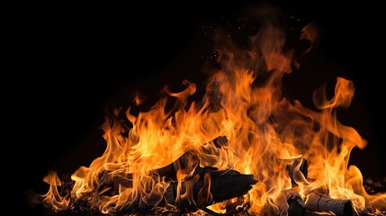 Fire burning black background. Abstract fire. Beautiful fire image. Flames on black
