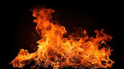 Fire burning black background. Abstract fire. Beautiful fire image. Flames on black