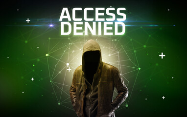 Mysterious hacker, online attack concept