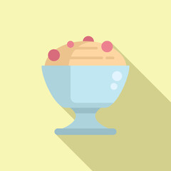 Food treat ice cream icon flat vector. Gelato dessert. Treat crispy flavor