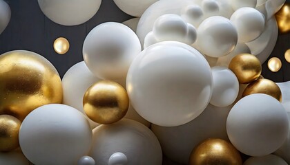 Rounded sculptures bathed in gold, a concept of luxury and class, artwork for interior decoration
