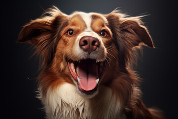 Fototapeta premium adorable happy brown and white dog