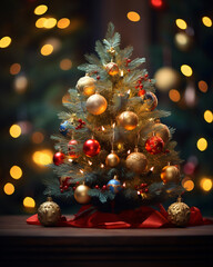 Fototapeta na wymiar Christmas tree beautifully decorated with festive ornaments. Generative AI