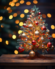 Fototapeta na wymiar Christmas tree beautifully decorated with festive ornaments. Generative AI