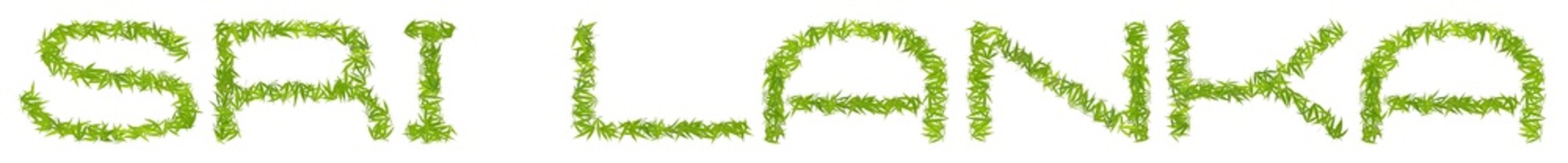 Sri lanca word laid out from marijuana leaves. Legalize concept. Cannabis letters isolated on transparent background. Design for decoration in the style of cannabis.
