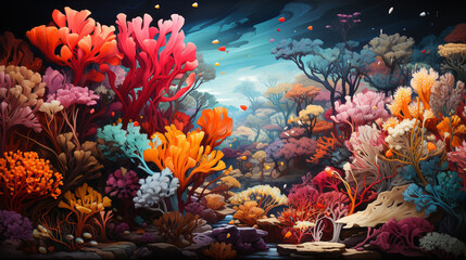 Fototapeta na wymiar colorful coral reef filled with marine life