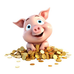 Clever Piggy Bank with Coins