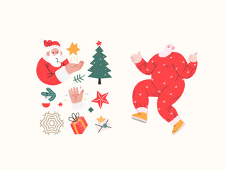 Christmas illustrations of Santa Claus - modern flat vector concept illustrations of the Christmas and New Year symbols