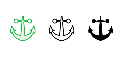 Anchor icon set. Anchor symbol logo. Anchor marine icon.