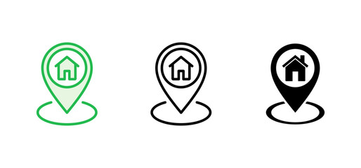 Address icon set. home location icon vector