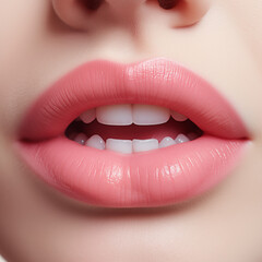 Obraz premium close up lips light pink 