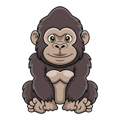 Cute gorilla cartoon on white background