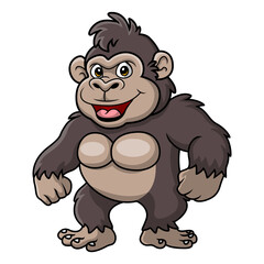 Cute gorilla cartoon on white background