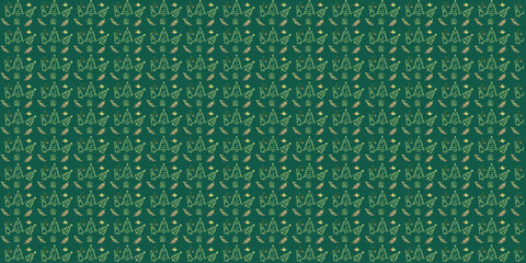 seamless pattern Christmas three, leaf, cherry 