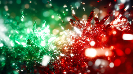 赤と緑のクリスマスカラーのクリスタルの背景 - obrazy, fototapety, plakaty