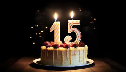 15 years birthday cake. Fiveteen birthday cake.	
