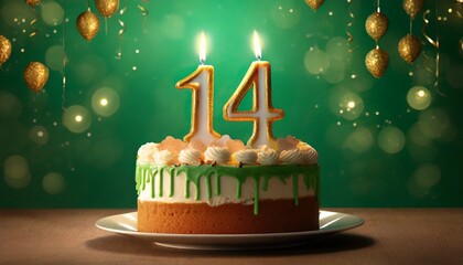 14 years birthday cake. Fourteen birthday cake.	
