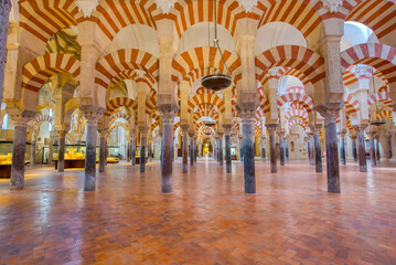 Stunning interior architecture of La Mezquita Cathedral in Cordoba, Spain