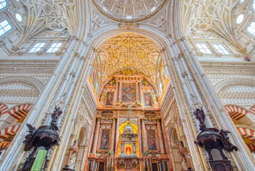 Interior altar of the Mezquita Cathedral, originally part of the Great Mosque of Cordoba
