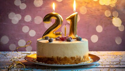 Number 21 Birthday cake. Twenty one number Birthday cake