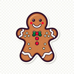Flat Vector Gingerbread Man. Christmas Icon. Gingerbread Design Template, Holiday Winter Symbol. New Year Cookies, Sweets Concept. Vector illustration