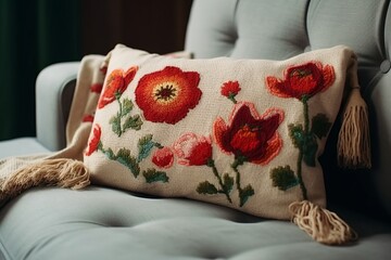 Bohemian decor in interior. Generative AI