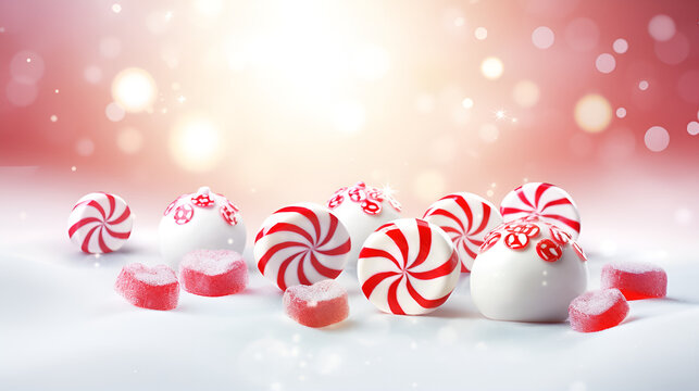 Candy cane and lollipop for party design on pink background. - Powered by Adobe