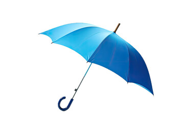 a Blue umbrella in a side view, in a PNG, Protective covering-themed, isolated, and transparent photorealistic illustration. Generative ai