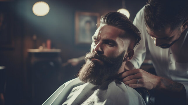 portrait of a barber man, serious, stylish man