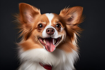 Fototapeta premium papillon dog portrait. Studio photo. Day light. Concept of care, education, obedience training and raising pets