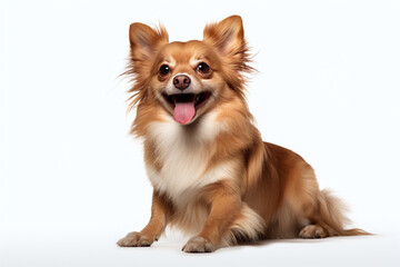 Obraz premium pomeranian dog isolated on white background. Studio photo. Day light. Concept of care, education, obedience training and raising pets