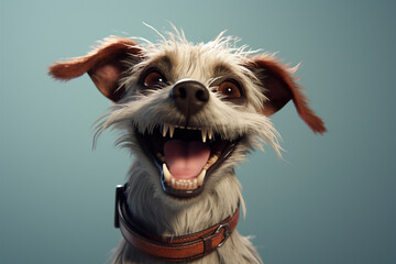 dog wearing a red hat. Studio photo. Day light. Concept of care, education, obedience training and raising pets