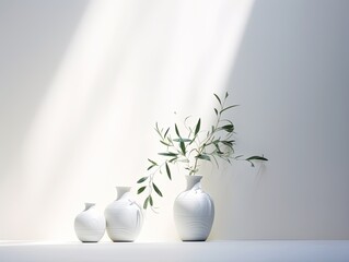 White Wall Scene Creates Serene Backdrop for Product Presentation