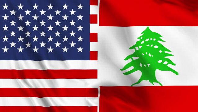 USA and Lebanon flag looped