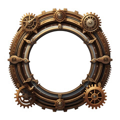 Steampunk clock border style PNG transparent background