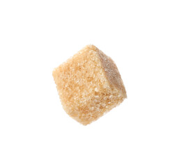 One brown sugar cube isolated on white