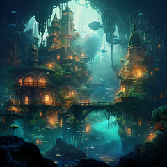 A whimsical underwater city