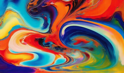 Abstract acrylic pouring art with color swirl.