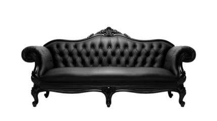Fotobehang  black leather couch with intricate designs, adding elegance to any space, isolated in the image © abdou