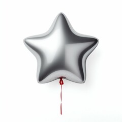 Reflective Silver Star Balloon Isolated on White. Generative ai