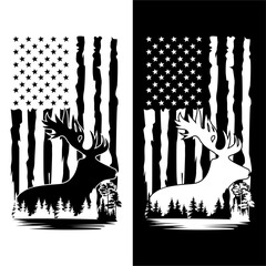 Distressed american flag with deer design illustrator